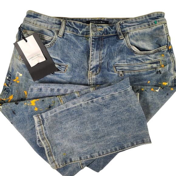 Embellish NYC Jeans Distressed Splattered NEW 34 x 31 - Picture 3 of 5